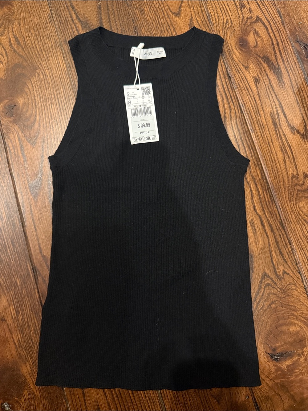 Mango Black Ribbed Sleeveless Tank